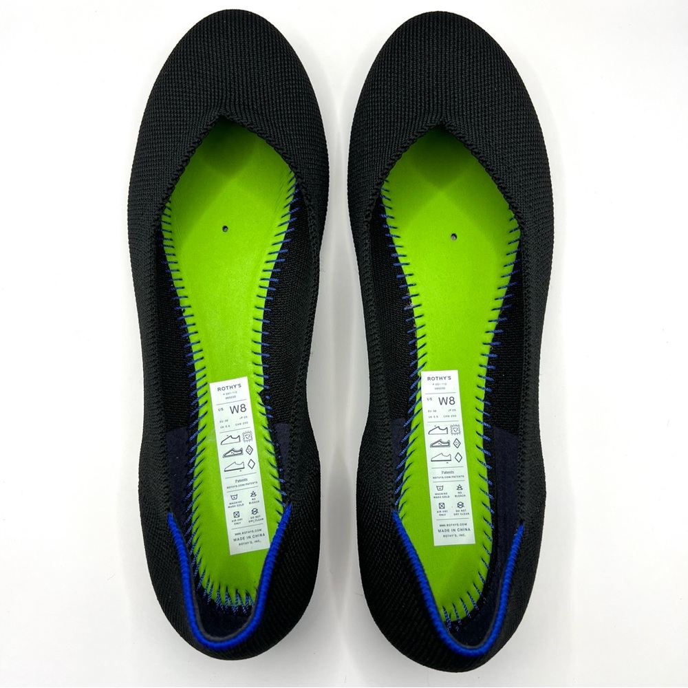 New Rothy’s The Flat Ballet Flats Round Toe Black Size 8 - Picture 11 of 15
